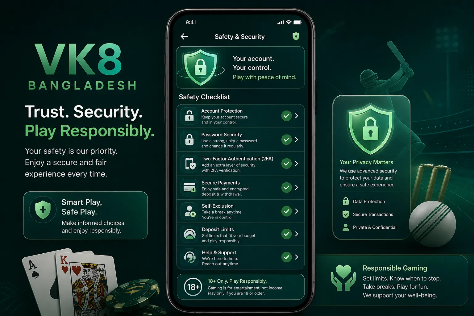 VK8 safety and responsible gaming visual